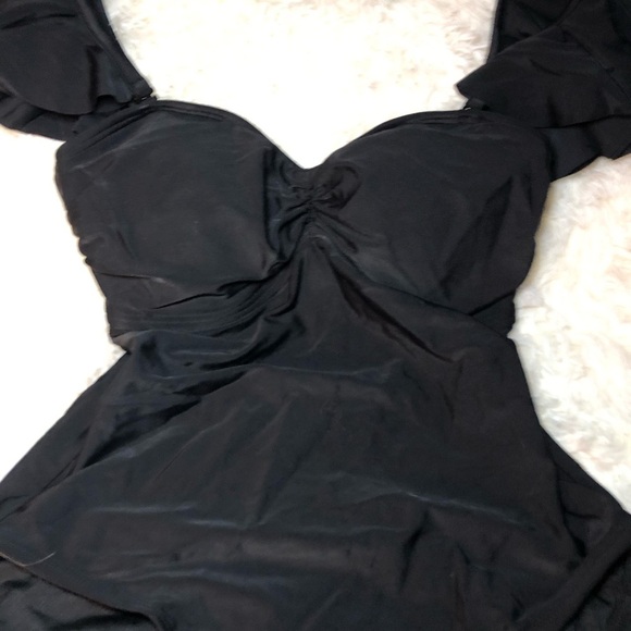 VENUS Black Ruffled One Piece Swimsuit size 4 - Picture 7 of 14